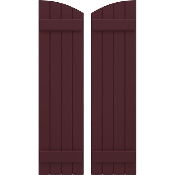 Ekena Millwork Americraft 4-Board (2 Batten) Wood Joined Board-n-Batten Shutters w/Ellipt Top, ARW101BE414X32WRH, PR ARW101BE414X32WRH - main